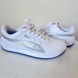 Puma White and Silver Women's Sneakers